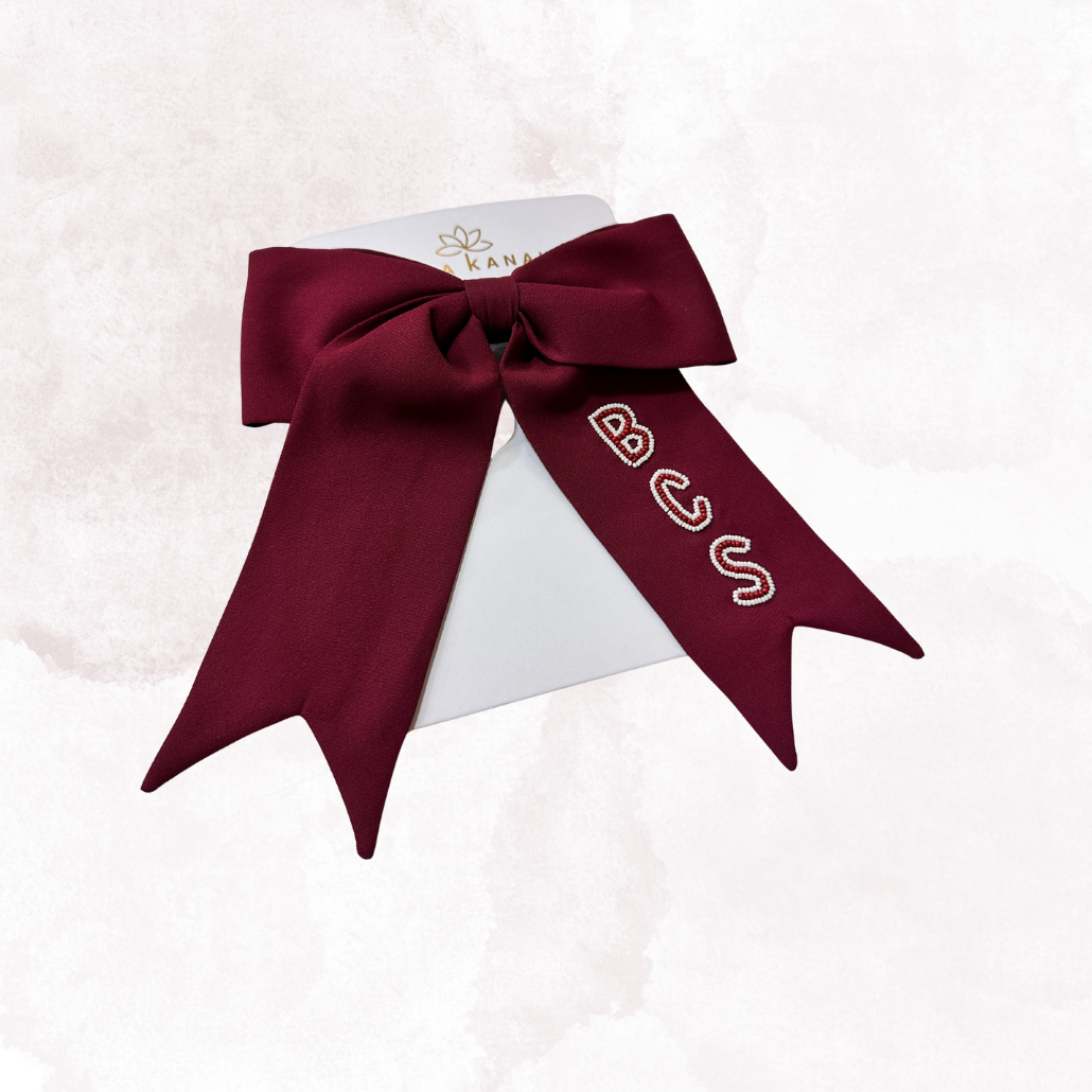 Maroon Beaded Bow (Bhavna Kanakia)